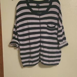 Navy Blue and Grey stripped long sleeve sweater